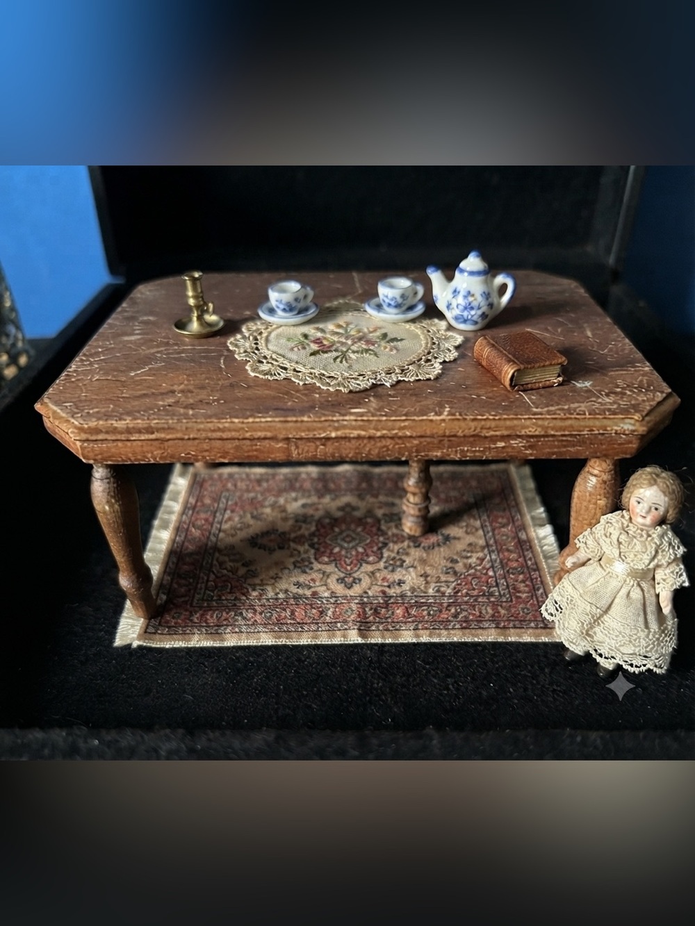 StromBecKer Wooden Dollhouse Table - Brown-genuine walnut